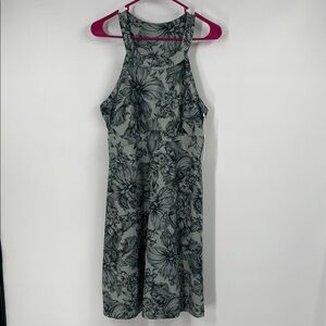 Balance Collection Balsam Green and Black Floral Print Athletic Dress Large
